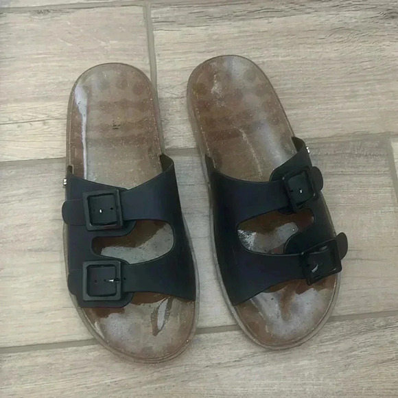 Melissa Wide Slide Sandals Womens Size 7 Black  Slip On - Picture 1 of 6